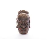 EARLY/MID 20TH CENTURY CHINESE COMPOSITION HEAD OF A TEMPLE GUARDIAN painted in black and red,