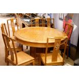 CHINESE ROSEWOOD DINING TABLE AND EIGHT