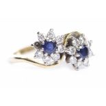 SAPPHIRE DOUBLE CLUSTER RING