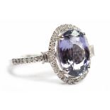 TANZANITE AND DIAMOND RING