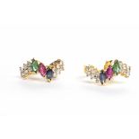 PAIR OF ATTRACTIVE GOLD DIAMOND AND RUBY