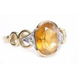 CITRINE AND DIAMOND DRESS RING