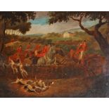 LATE 18TH OR EARLY 19TH CENTURY ENGLISH SCHOOL, a pair of hunting scenes, On the Scent and The Kill,