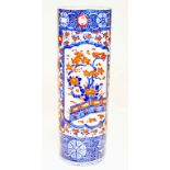 A JAPANESE IMARI PORCELAIN STICK STAND, 
of cylindrical form, decorated with flowers, 24.