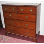 A 19TH CENTURY MAHOGANY CHEST, with three long and two short drawers,