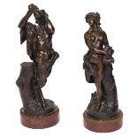 AFTER CLODION, 
a pair of bronze figures, Satyr & Nymph,