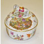 A LARGE DRESDEN PORCELAIN BOWL AND COVER,