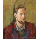 JEAN OSBORNE (1926-1965), 
Portrait of a Gentleman, wearing a red jacket and with bearded face, O.O.