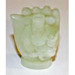 AN ATTRACTIVE CARVED NEPHRITE CHINESE JADE FIGURE,