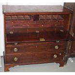 A GEORGE III PERIOD MAHOGANY SECRETAIRE, 
the rectangular moulded top above a drop front,