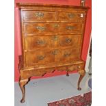 AN 18TH CENTURY WALNUT AND CROSS BANDED CHEST ON STAND,