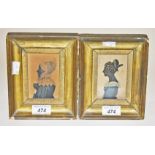 A PAIR OF 19TH CENTURY SILHOUETTE PROFILE MINIATURE PORTRAITS, each depicting a lady facing left,
