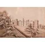 19TH CENTURY IRISH SCHOOL, View of Cabra Castle, sepia, watercolour, 9.5in (24cm)h x 14in (36cm).