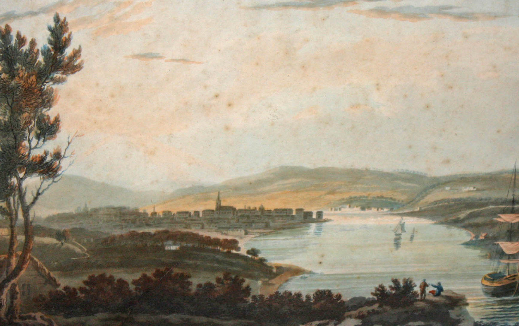AFTER THOMAS S. ROBERTS, East View of the City of Waterford, a mesotint engraving by S.