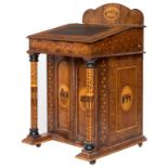 A KILLARNEY YEW WOOD AND MARQUETRY DAVENPORT, 19th century,