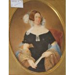FREDERICK HARDING (ACT 1814-1857), oval miniature portrait, Mary Shelton Nee Richards,