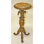 A CIRCULAR GILT COMPOSITION JARDINIERE STAND, with circular marble top and a gadroon edge,