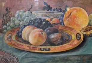 OSTEND, a 19th century still life, Fruit on Table, W.C.