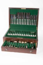 A FINE CANTEEN OF SILVER PLATED CUTLERY, comprising eight dinner knives, eight supper knives,