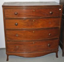 A LATE REGENCY PERIOD BOW FRONTED MAHOGANY CHEST,