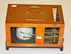 A COPPER CASED BAROGRAPH, inscribed Robert Peel Worden 1954-1960, with brass carrying handle, 12.