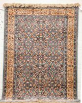 A LIGHT BLUE GROUND PERSIAN STYLE RUG OR WALL HANGING,