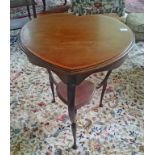 AN EDWARDIAN HEART SHAPED TWO TIER OCCASIONAL TABLE,