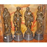 A SET OF FOUR BRONZE FIGURES, each emblematic of the four seasons,