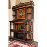 A FINE AESTHETIC MOVEMENT CABINET, in parcel gilt, satinwood, and bird's eye maple,