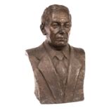 A LARGE BRONZE BUST, by repute, Lord Mountbatten of Burma, head and shoulders, indistinctly signed,
