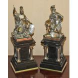 A PAIR OF UNUSUAL NICKEL PLATED CLASSICAL FIGURES,