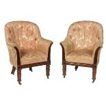 AN EXTREMELY FINE PAIR OF WILLIAM IV PERIOD ROSEWOOD LIBRARY ARMCHAIRS,