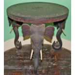 A PAIR OF UNUSUAL LATE 19TH OR EARLY 20TH CENTURY INDIAN CARVED HARDWOOD OCCASIONAL TABLES,