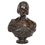 AFTER CHANTREY, a bronze bust, Young Queen Victoria, 17in (44cm)h inscribed verso, Executed by G.F.