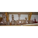 A LARGE QUANTITY OF ANTIQUE AND OTHER DOMESTIC GLASS, including some cranberry examples,