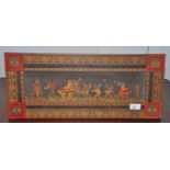 A SET OF THREE SORRENTO WARE MARQUETRY TABLE PANELS,