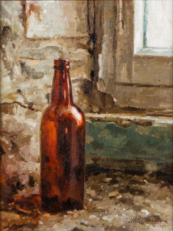 MARK O'NEILL (B. 1963), Still Life, Brown Bottle, O.O.B., 20in (51cm)h x 15in (38cm).