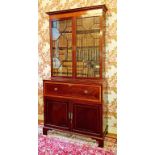 A GEORGE III INLAID AND CROSS BANDED MAHOGANY SECRETAIRE BOOKCASE,