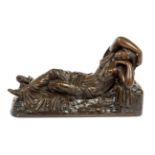 DE FOUILLE, a 19th century cast bronze figure of reclining Cleopatra,