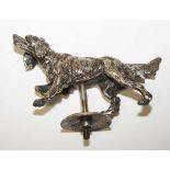 A HEAVY SILVER PLATED CAR MASCOT, modelled as a gun dog, 6in (15cm).