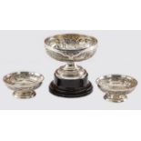 A GARNITURE OF THREE CALCUTTA SILVER BOWLS,