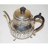 A VICTORIAN SILVER PEAR SHAPED TEA POT, by Atkin Brothers Sheffield 1888,