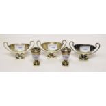 A FOUR PIECE MATCHING SILVER CONDIMENT SET, Sheffield 1910,