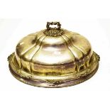 A LARGE 19TH CENTURY SILVER PLATED VENISON OR TURKEY DISH COVER,