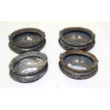 A SET OF FOUR SILVER OVAL SALTS, each of ogee form, in the Adam's style,