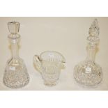 A HIBERNIAN CRYSTAL MALLET SHAPED DECANTER AND STOPPER,