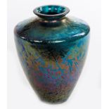 A ROYAL BRIERLEY STUDIO IRIDESCENT GLASS VASE, signed underneath,