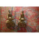 A PAIR OF HEAVY FRENCH CAST BRASS ANDIRONS,