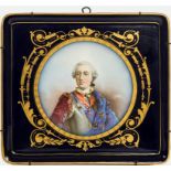 AN ATTRACTIVE SEVRES STYLE BLUE GROUND PORCELAIN CABINET PLATE OR WALL PLAQUE,