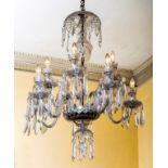 A LARGE WATERFORD CRYSTAL GLASS CHANDELIER,